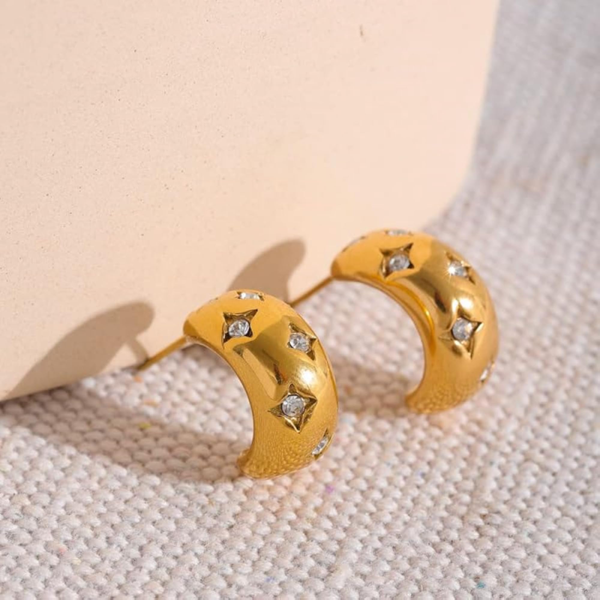 Women's Stylish Anti-Tarnish Hoop Stud Earrings, Everyday