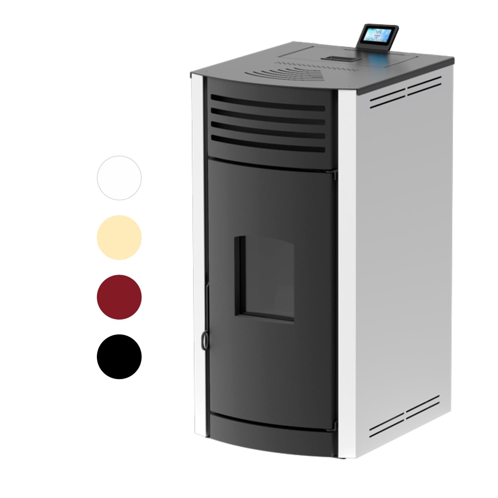 ROBIN WOOD- Enya Aqua Pelletofen Wassergeführt mit Wlan-Modul [12 KW, 15 KW, 18 KW, 24 KW, 30 KW] Energieeffizienzklasse A++/ A+ | Pelletheizung, Heizung (15 KW, Bordeaux)