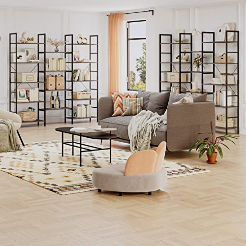 Finetones Triple Wide 5-Tier Bookshelf, Large Industrial Bookcase With Metal Frame, 68.5 X 11.8 X 68.1 In, Tall Open Storage And Display Rack For Home Office, Vintage Grey #TOP4