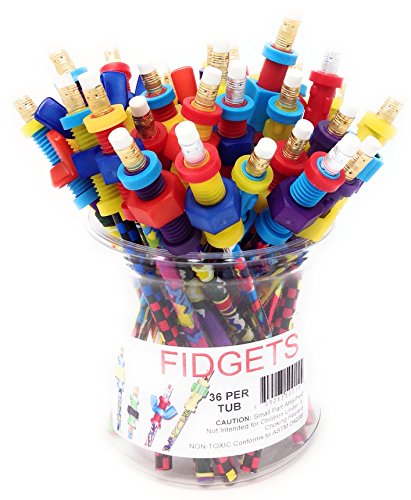 Fidget Pencil Toppers, Tub of 36