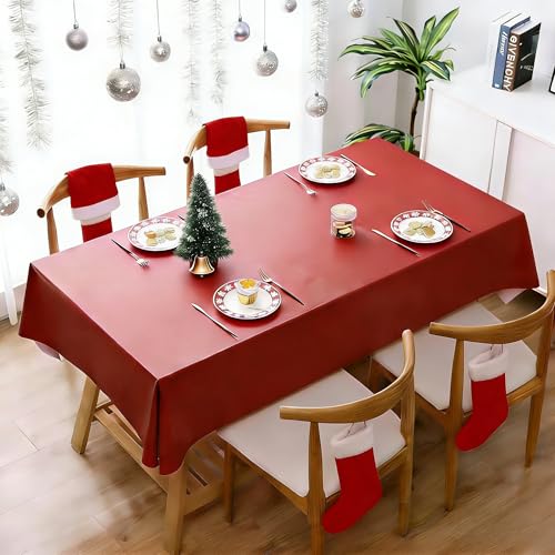 UmiHomeテーブルクロス ビニール おしゃれ カバー 撥水 PVC製 長方形 tablecloth 汚れ防止 防油 北欧 テーブルマット 耐久 耐熱 ずれにくい 厚手90×90cmレッド（Amazon）