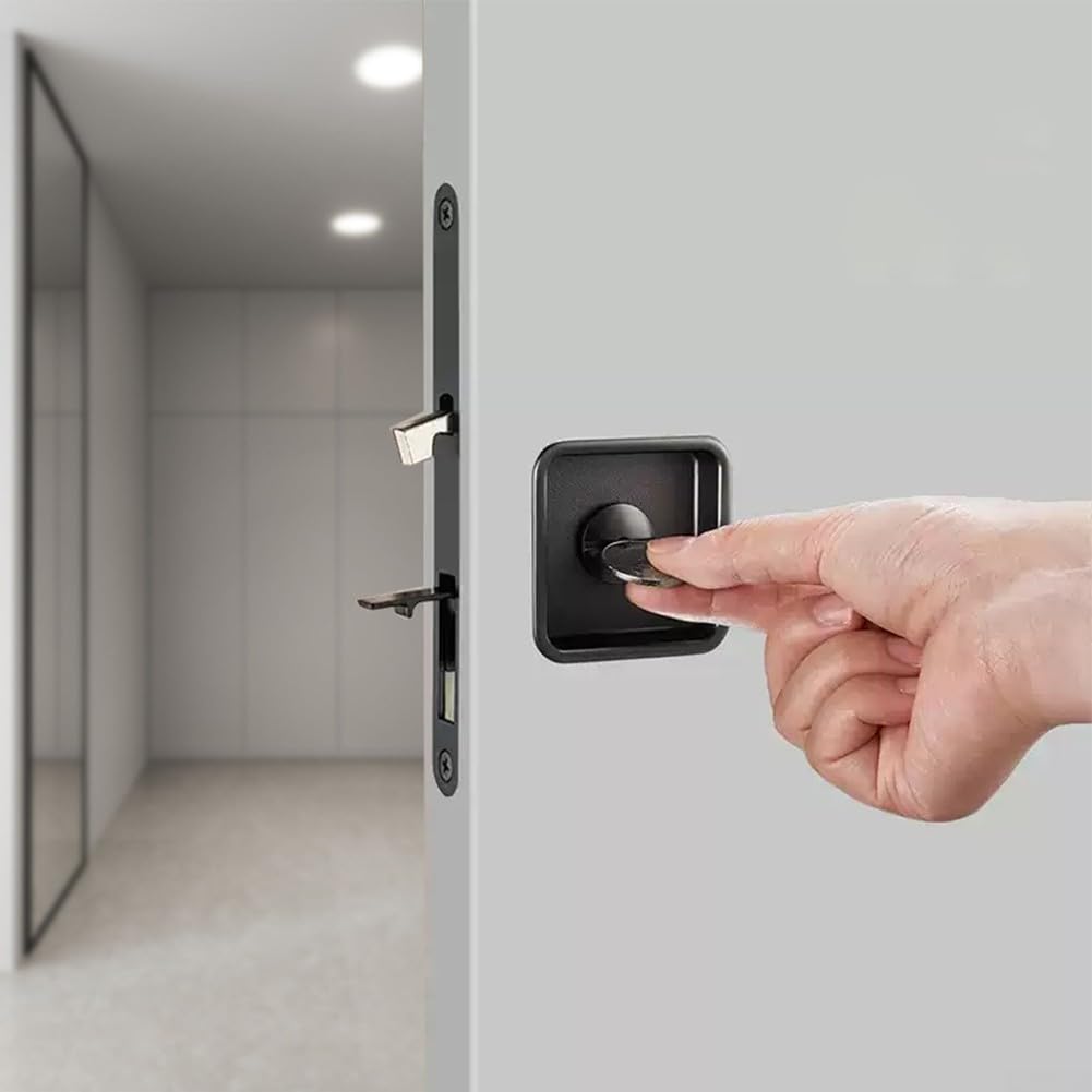 Serrure de porte coulissante carrée en alliage de zinc premium aspect invisible