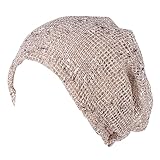 Détails : respirant. Foulard musulman pour femme - Bandeau en maille - Bonnet d\'été fait à la main - Léger et fin - Plissé - Bonnet en maille - Chapeau d\'été - Bonnet au crochet, O beige., taille unique