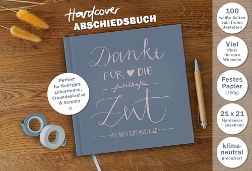 Eine der Guten Abschiedsbuch für Kollegen, Lehrer, Freunde - Danke für die fabelhafte Zeit - als Abschiedsgeschenk, 100 Blanko Seiten, Hardcover, Blau Rosa, 120 g FSC Papier, klimaneutral