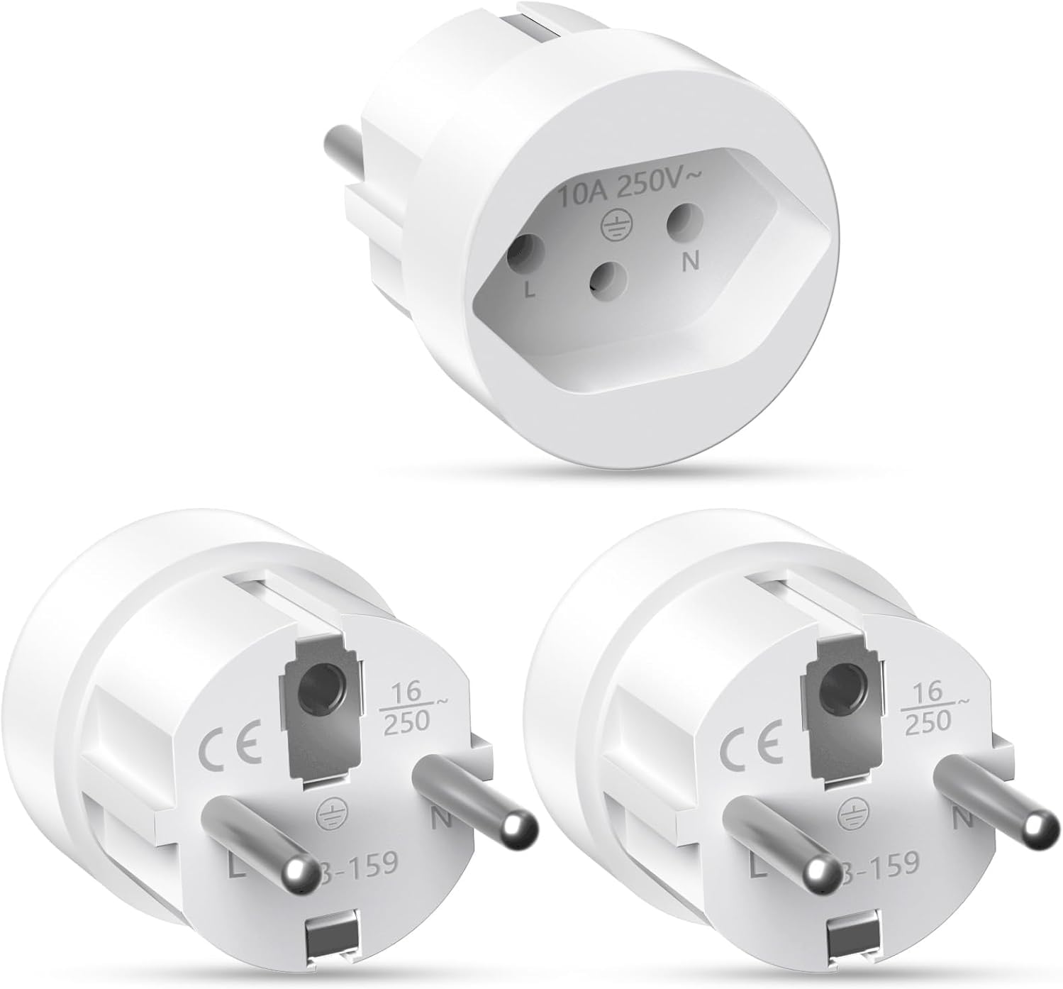 Adaptateur Prise Suisse/Liechtenstein vers UE 3 Broches 2 Broches DE FR IT ES