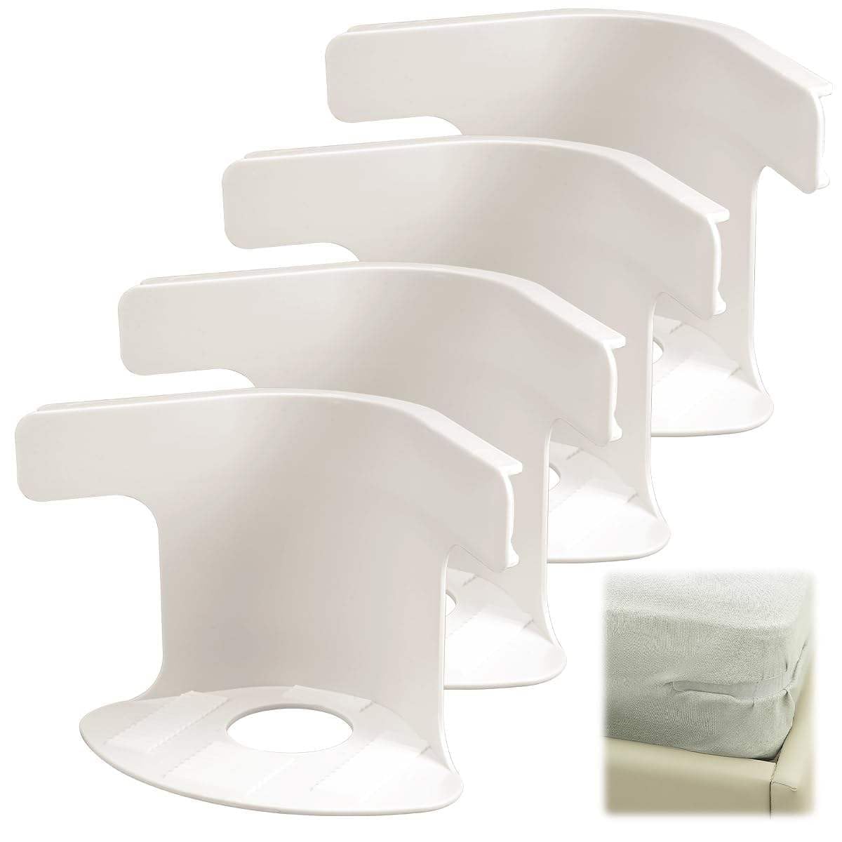 Bed Sheet Holders Corner Straps, White Plastic Heavy Duty Fitted Sheet Locks for All Mattress Sizes, Non-Slip Secure Corner Clips, 4 Pack-image-35