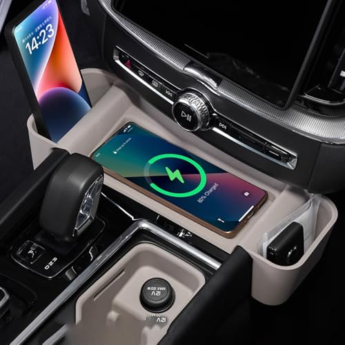 Image of Silicone Material Cup Holder Coaster for Volvo 2026 XC60 Center Console Gear Shift Protector, Automotive Accessories (2026 XC60 Wireless Charging Pad - Black)