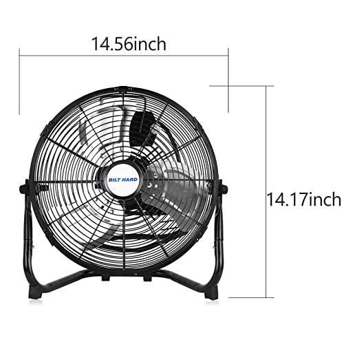 Bilt Hard 12" 3-Speed High Velocity Metal Fan, 1650 Cfm, Heavy Duty Metal Floor Fan With 180-Degree Tilt, All-Metal Construction, Powerful Airflow For Home, Residential Use #TOP5