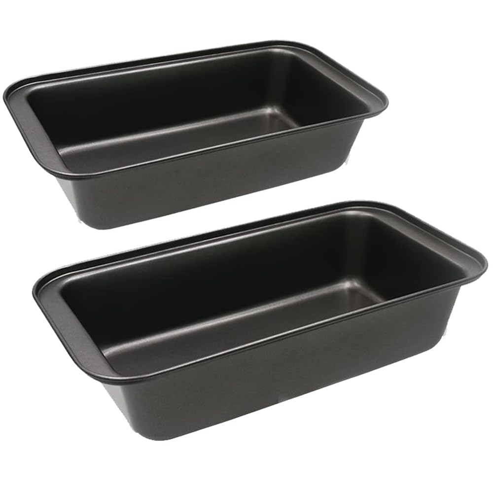 TOMVAES 2Pcs Rectangle Bread Mold, Nonstick Toast Mold, Heat Resistant Baking Mold, Essential Cake Baking Utensils, DIY Baking Supplies for Kitchen(Black, 27.7 * 9.7 * 6 CM)