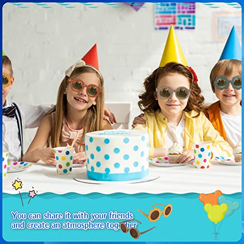 8 Stück Kinder Sonnenbrille Runde Blumen Geformt Brille, Retro Polarisierte UV 400 Schutz für Kleinkinder, Mädchen, Jungen, Strandparty