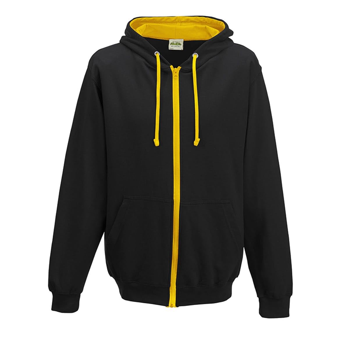 AWDis Men's Varsity Zoodie Hoodie, Multicoloured (Jet Black/Gold), Small