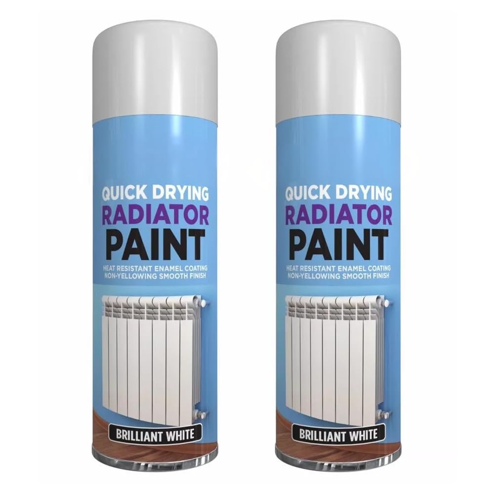 ZOPPER 2 x White Radiator Spray Paint 400ml Brilliant Quick Drying Radiator Paint Heat Resistance, Quick Drying, Enamel Coating, Non-Yellowing Smooth Finish