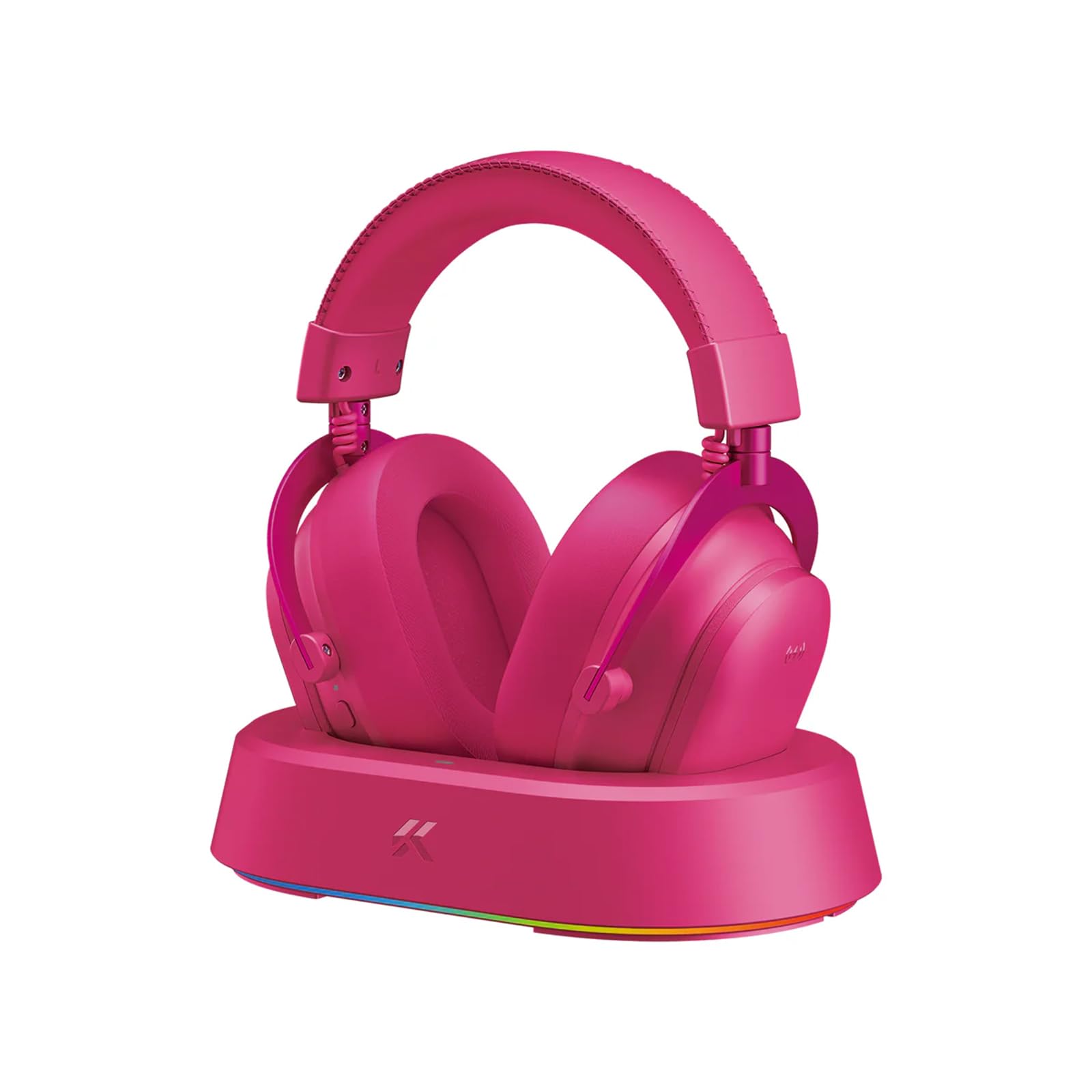 MCHOSE V9 Turbo+ Cuffie da gioco wireless RGB con stazione di ricarica magnetica, cuffie da gioco con suono surround 7.1 con microfono a cancellazione del rumore, bassa latenza di 15 ms, leggere, per