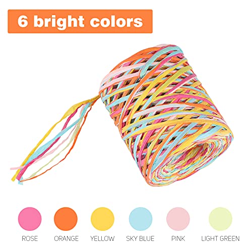 Jijacraft Raffia Ribbon,262 Feet Colored Raffia Paper Ribbon,6 Colored Raffia Paper Twine String Ribbon For Gift Wrapping,Craft,Diy Decoration (Pink) #TOP1