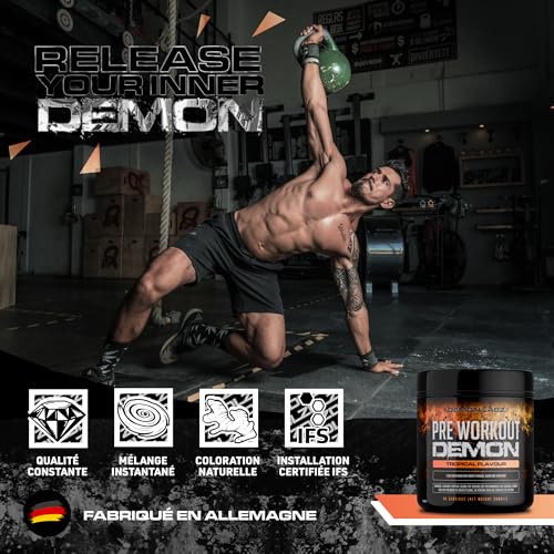 Pre Workout Demon – Booster Pré-Workout Puissant avec Créatine, Caféine & Vitamine B12 – Saveur Tropicale – 360g – 40 Doses – Image 5