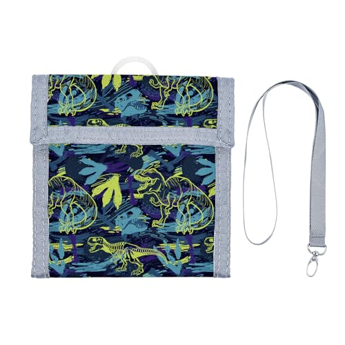 Kids Trifold Wallet for Boys 4-12Years, Velcro Wallet with Card Holders, Perfect Children's Birthday Gift - Toddler Wallet for Boys, Trifold Wallet for Kids (dinosaur)