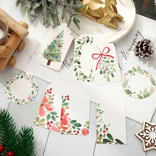 Étiquettes cadeaux de Noël en papier aquarelle Whaline pour identifier facilement vos paquets