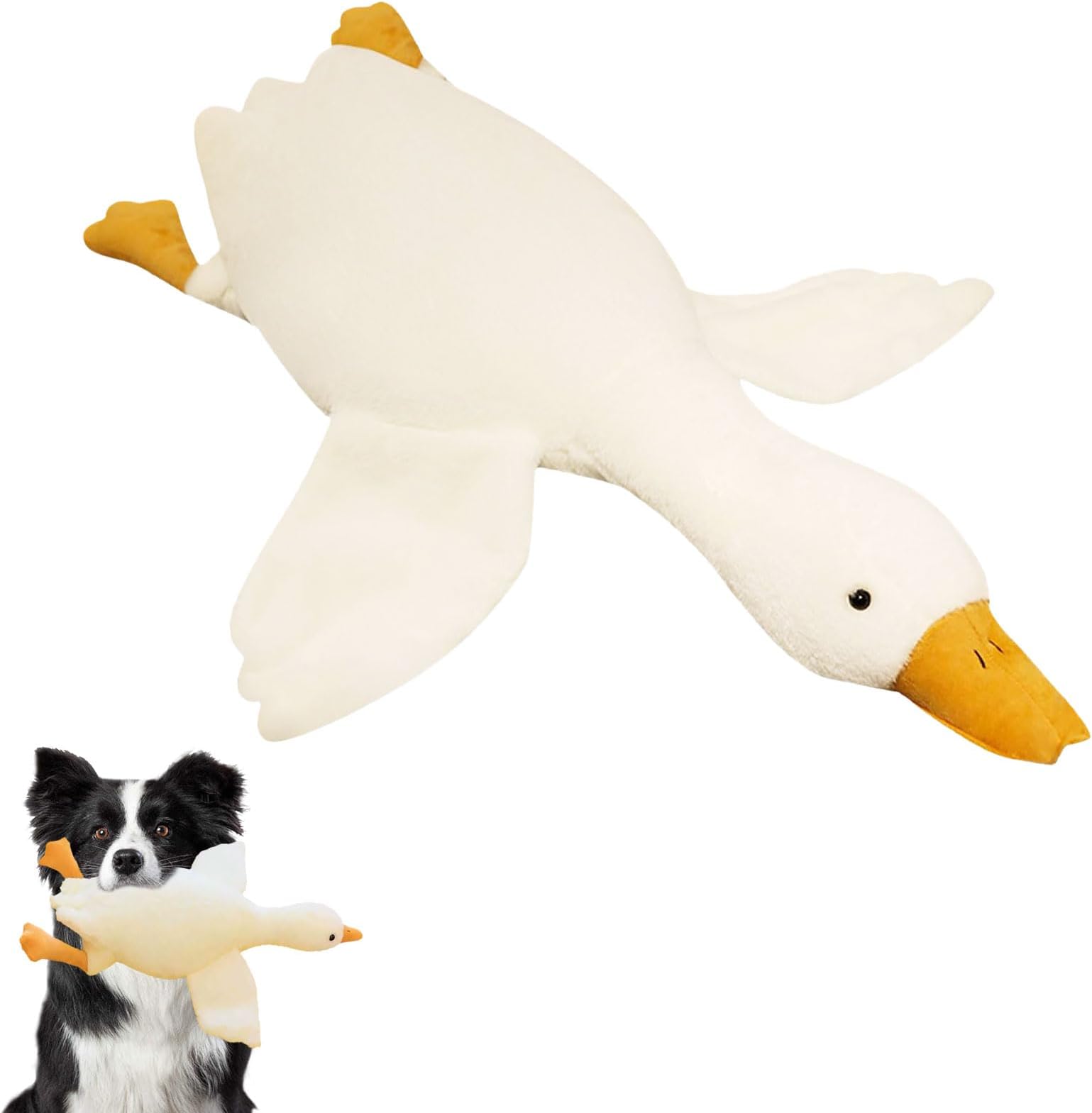 Calming Duck Toy for Dog White Puppy Plush Toy Soft Stuffed Calming Animal Duck Toys for Boredom Relief Indoor Cute Pet Ducks Pillow for Puppies Small Medium Dogs Outdoor Play Training (Small)