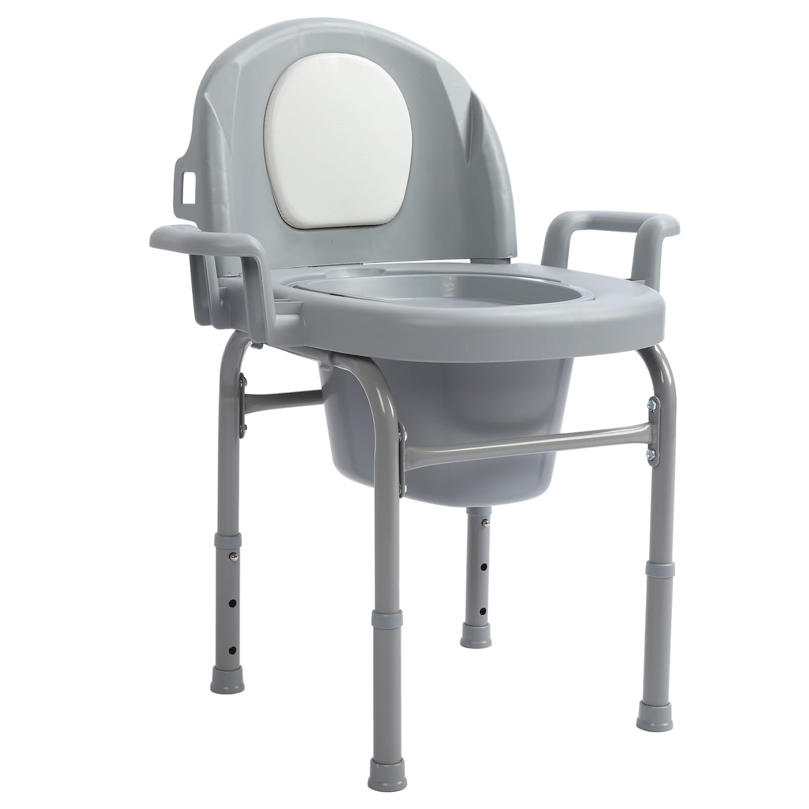 Silla Cómoda Junto a la Cama, Ajustable, Cómoda Silla de Inodoro Acolchada de PU para Adultos Mayores de 36 a 42 Cm
