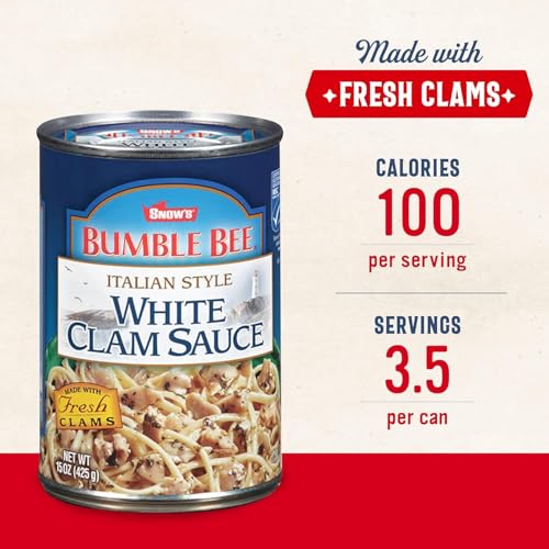 Snow's Italian Style White Clam Sauce 15oz Authentic Italian Clam Sauce Made with Fresh Mussels, Garlic and Spices MSC Certified