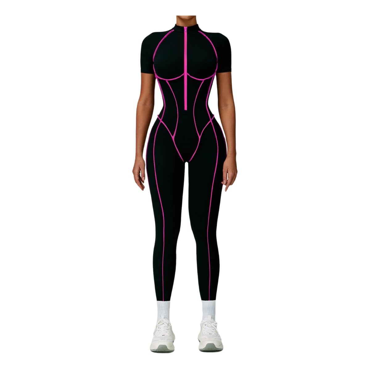 Mono de yoga rosa para mujer con espalda descubierta en contraste talla S