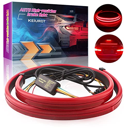 Led Third Brake Light Strip with Sequential Turn Signal , 3rd Brake Light Double Flash Warning Light Flexible High Mount Brake Light Stop Light Lamp Red Strip DC-12V (40â€1M/1Set)