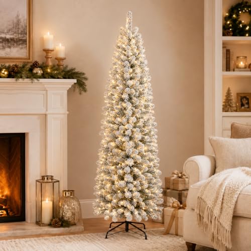 SHOPNEW 3ft mini Christmas Tree Snow Slim Artificial Tree, Perfect Decoration Choice for Xmas Holiday, 3 FT, Green