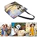 Fashion Extra Large Shoulder Tote Bag, Tropical Landscape Beach Sunset Painting Canvas Durable Daily Weekender Handle Bag Ideal for Gym Picnic Yoga Beach Travel Kitchen Market Grocery Shopping