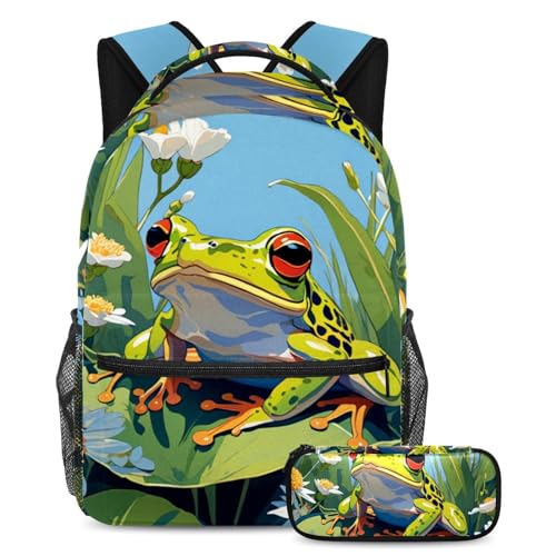 Sac à dos de jour grenouille et fleur pour embellir la routine scolaire
