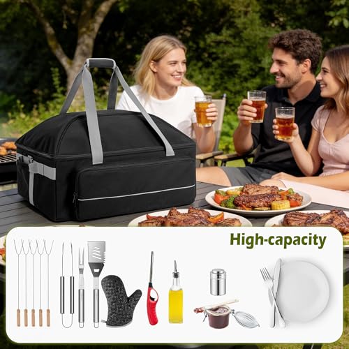 Image of HODRANT Grill Carry Bag Compatible with Char-Broil Grill2Go X200 Portable Propane Gas Grill, Portable BBQ Cover with Secure Straps & Shoulder Strap, Barbecue Carrying Case for Grilling Tools, Bag Only