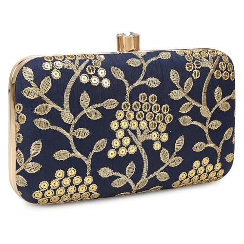Image of LONGING TO BUY Hand Crafted Designer Box Clutch - Zari Embroidery For Women