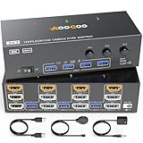 8K HDMI DP KVM Switch 3 Monitors 3 Computers, 8K@60Hz/4K@144Hz KVM Switch for 3 Computers Sharing 3 Monitors, Keyboard, Mouse,with 3 USB Cables,Controller and Power Adapter