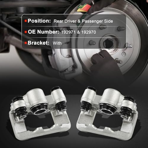 Image of cciyu Rear Left & Right Disc Brake Calipers Assembly 192971 192970 | For Toyota For RAV4 L4 2.4L 2004-2005 with Bracket