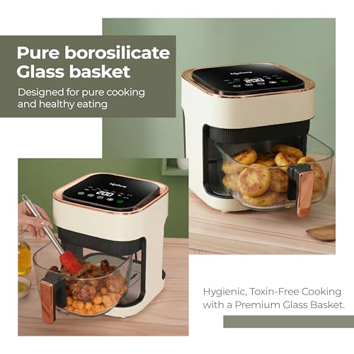 Image of Lifelong PuroGlass Air Fryer | 4.2L Glass Basket | 8 Preset Modes | 1350W Power | Healthy Low Oil Cooking, 360 Turbo Heat Technology | LED Touch Control | Nonstick Easy Clean Kitchen Appliance(White)