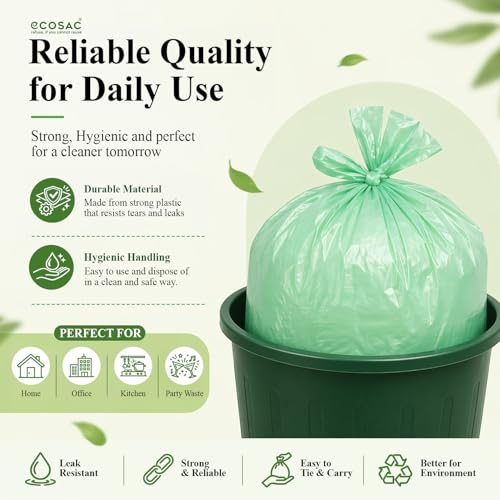 Image of Kachra Sack Biodegradable Garbage Bags | Leak-Proof & Tear-Resistant Trash Bags | Eco-Friendly with Ties | Multipurpose for Home, Office & Kitchen (30X37 Inches, 10)