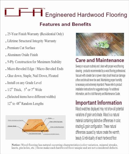 28410 CFA Engineered Hardwood Flooring, Brown Coffee US Hickory-CK8033E67, Veneer 2mm, Wide 5\", Thick 1/2\", Random Length 1\'-4\' - Thumbnail 5