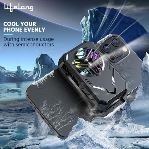 Image of Lifelong Rechargeable Phone Cooler for Gaming | Powerful Semiconductor Technology | Durable Battery | Additional Clip For iPhone & Android | Instant Cooling Fan for Mobile | Wireless | RGB Light