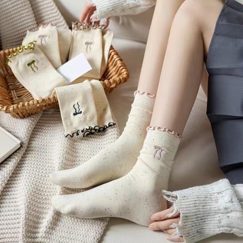 5/10 Pairs Womens Ruffle Cute Socks Novelty Casual Above Ankle Crew Socks2