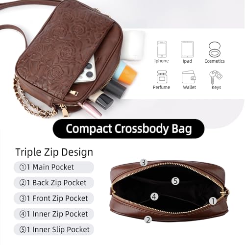 Crossbody Bags for Women, Vegan Leather Crossbody Purse Embossed Design Womens Purses Shoulder Handbags with Strap4