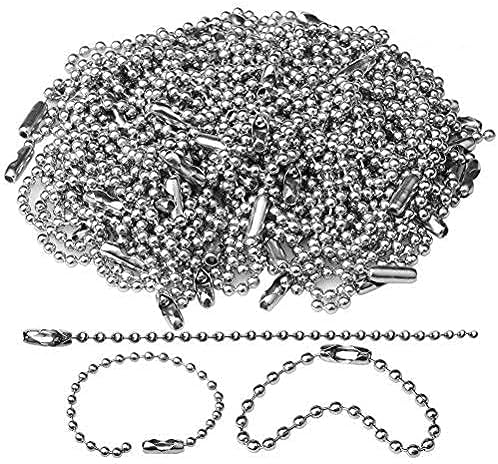 Miniatura 2 de 150 cadenas de cuentas de 3.937 in de 4 pulgadas con cierre de conector de bola, anillos de llavero de 0.09 pulgadas de diámetro, cadena de metal de