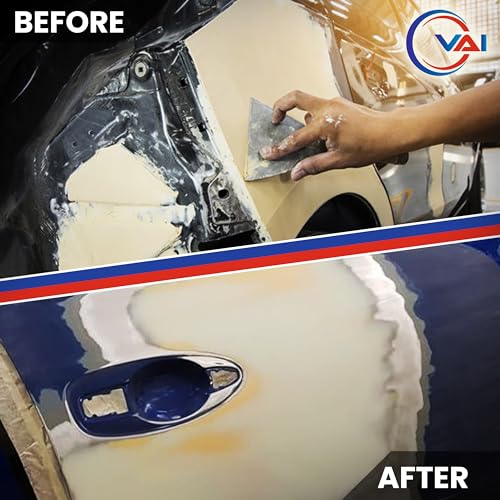 Image of VAI Touch Up Spray Paint Compatible for Maruti Suzuki Pearl Arctic White Base Coat & Top Coat - 450 ml with Scratch Filler Putty Grey 200 Gms for Car, Bike with 1 Putty Knife and 320 Grit