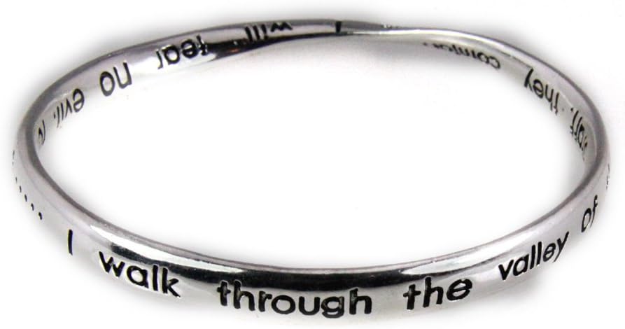 4030648 Psalm 23 Twisted Bangle Bracelet Christian Scripture Fear No Evil