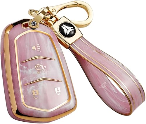 Miniatura 10 de ontto Compatible con funda para llavero Cadillac con diseño de mármol, Naranja