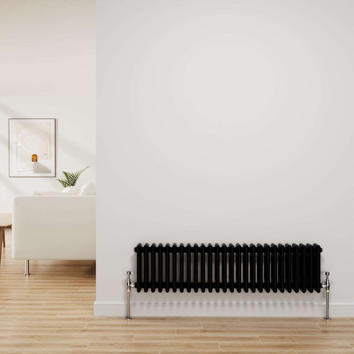 Nrg Black Traditional Radiator Cast Iron 3 Column Horizontal 300X1192mm