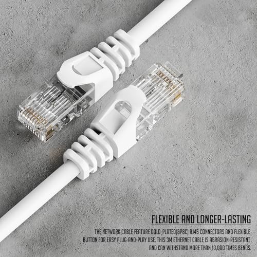 Image of Lapster Cat6 Ethernet Cable, 10-Meter-High Speed 550MHZ / 10 Gigabit Speed UTP LAN Cable Network Cable Internet Cable RJ45 Cable LAN Wire, Patch Computer Cord Gigabit Category 6 Wires for Modem Router