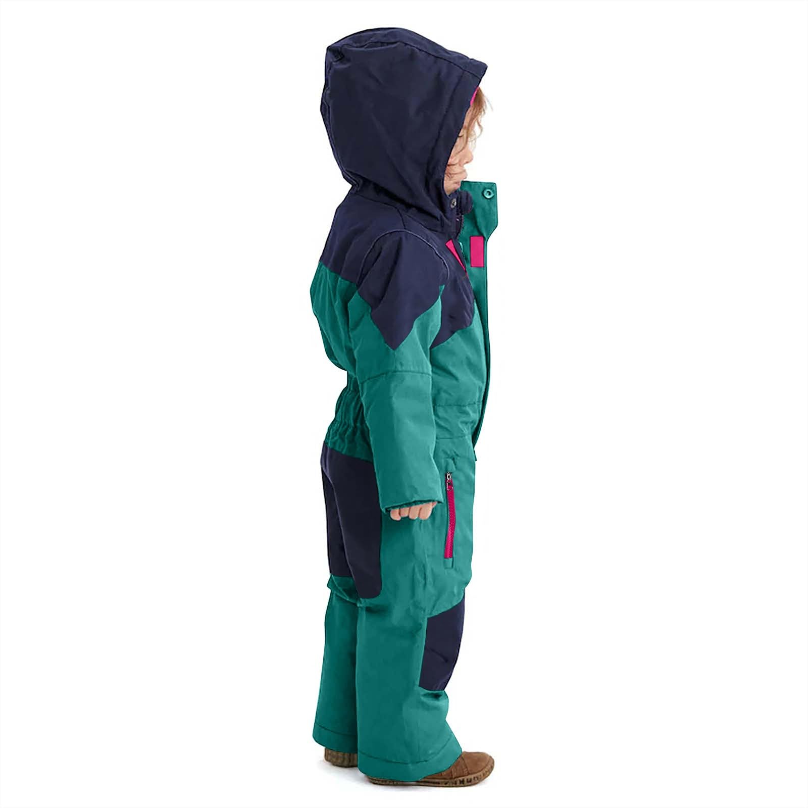 Generisch 2025 Tuta da Sci Per Bambini Con Cappuccio E Strisce Riflettenti Tuta Antivento Tuta Da Neve Calda Più Spessa Piumino Termico Confortevole Morbido Abbigliamento Da Sci Inverno All'aperto