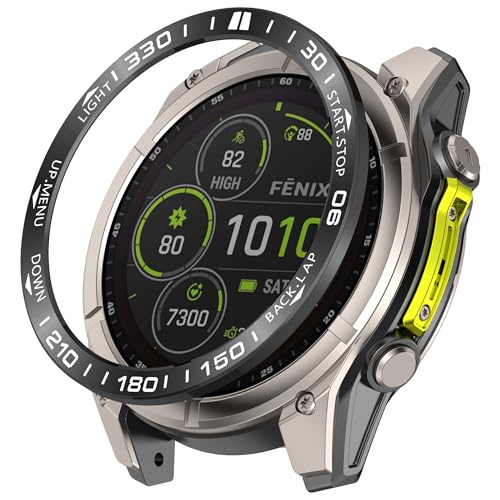 対応Garmin Quatix8 47mm/51mmベゼル ウォッチベゼルリング ステンレス鋼製 交換用ベゼルケース 運動カバー ベゼルリングフレーム ガーミン タクティクス 8 AMOLED金属ベゼル 軽量 取り付け簡単 (ブラック - ホワイト, Qu