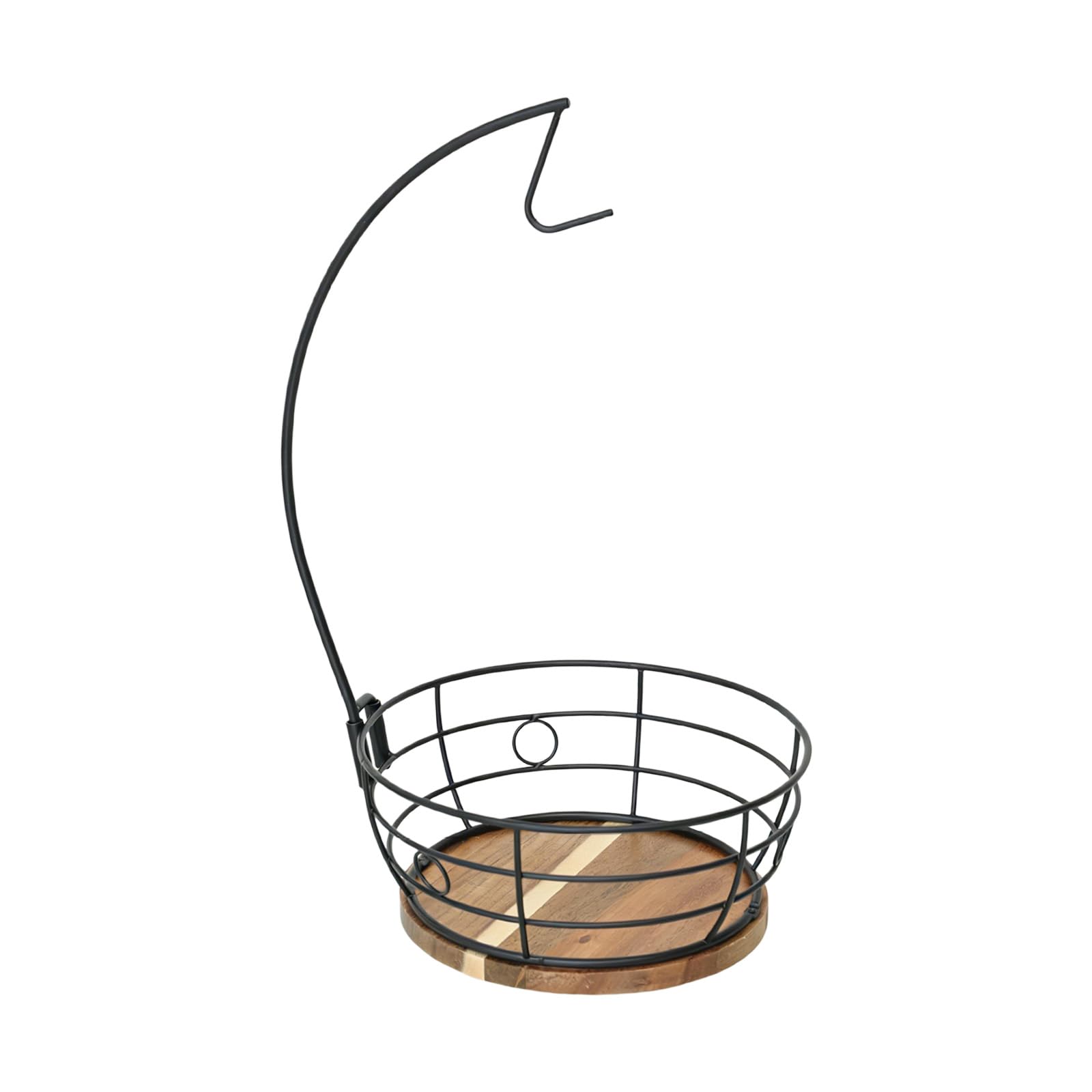 ZEPFJHE Rotating Fruit Bowl with Built in Banana Hanger Sturdy Metal Wire Design for Freshness Produce Display Space Saving Fruit Holder