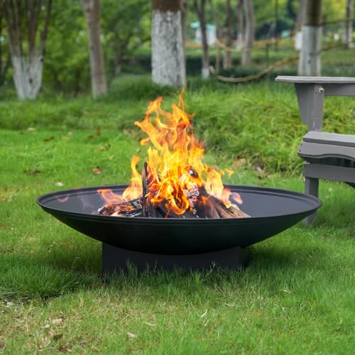 32 Inch Fire Pit for Outside Outdoor Wood Burning Fire Pit Table with Grill & Cover Lid Large Portable Firepit for Backyard Patio Camping
