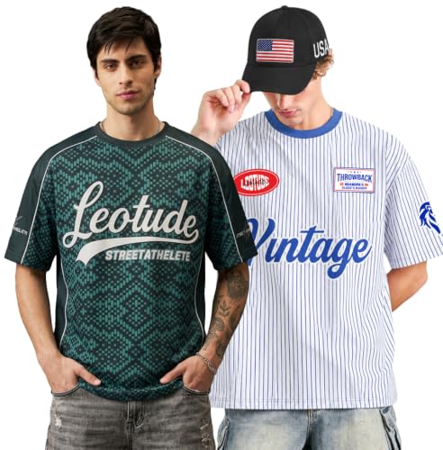 Image of LEOTUDE Men's Fire Flame and Skull Graphic Printed Oversized Polyester